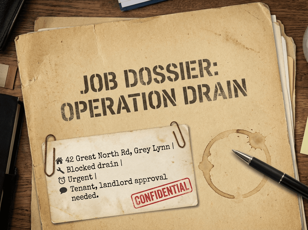 Job dossier folder with collected customer details