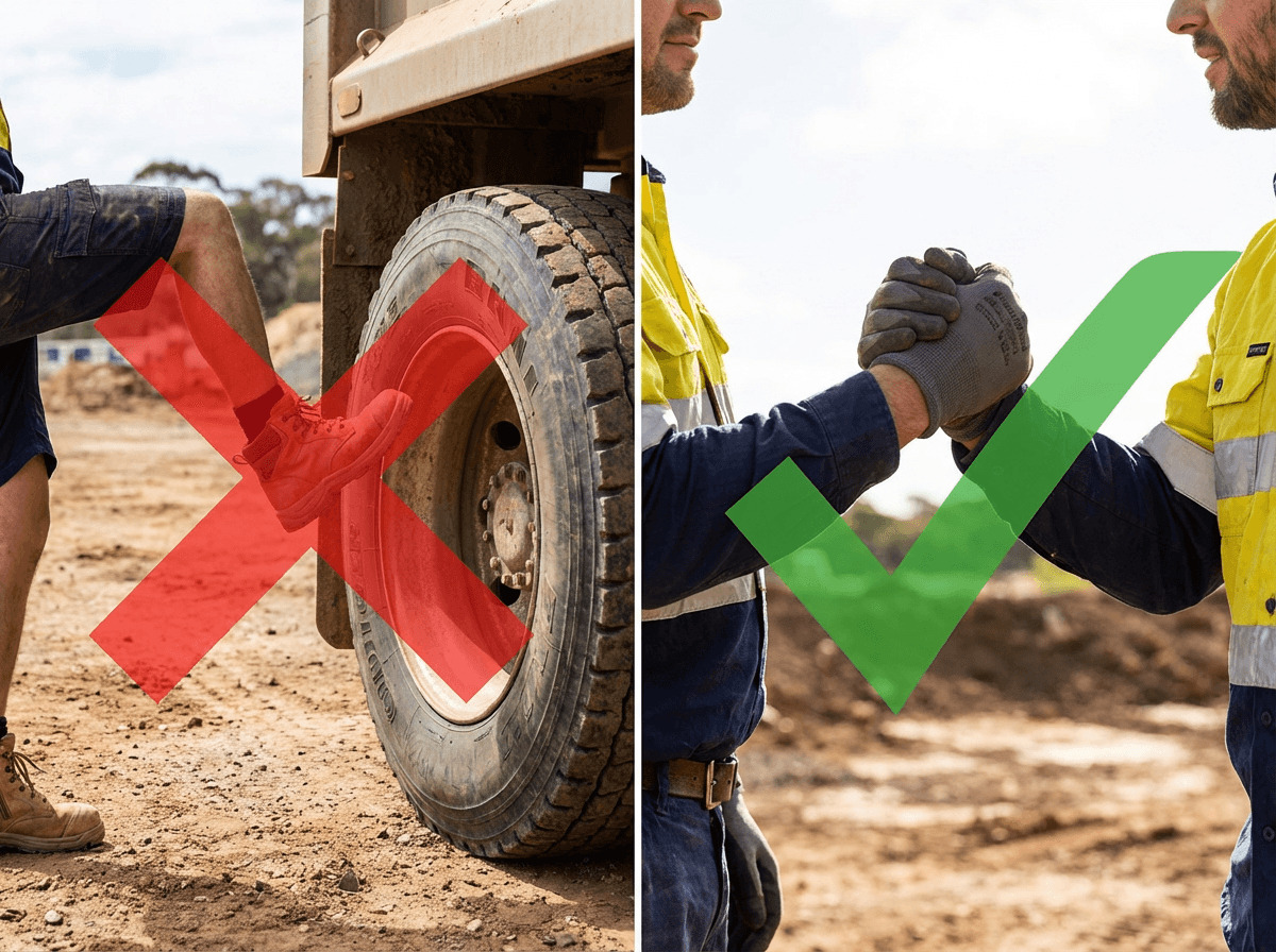 Tyre kicker crossed out versus real customer handshake